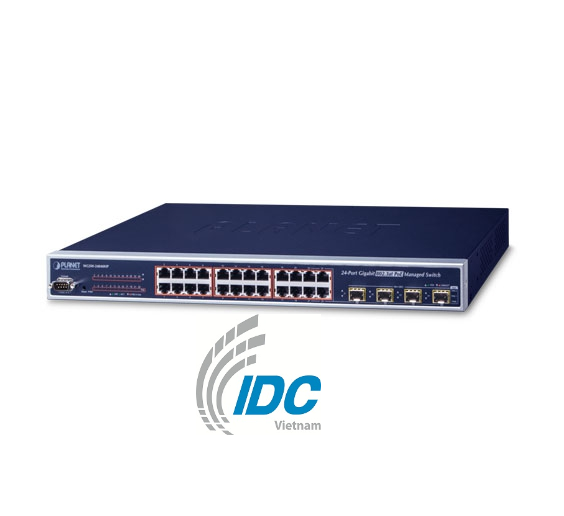 L2+ 24-Port 10/100/1000Mbps 802.3at PoE+ Managed Switch with 4 Shared SFP Ports